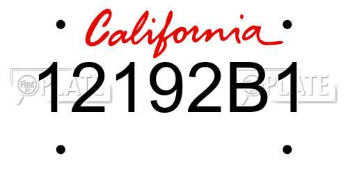 12192B1 California License Plate
