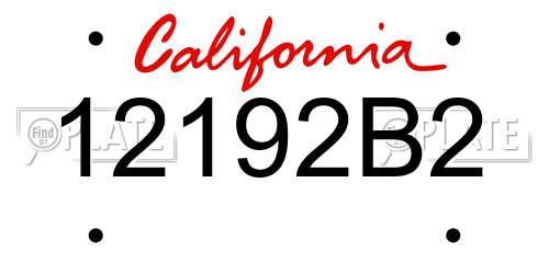 12192B2 California License Plate