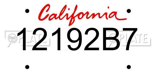 12192B7 California License Plate