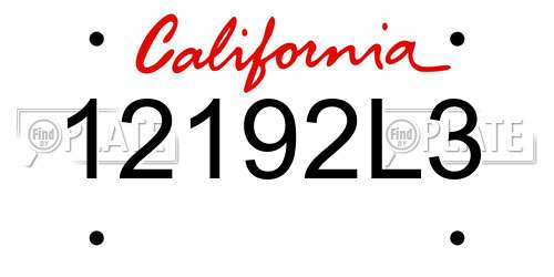 12192L3 California License Plate