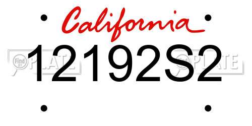 12192S2 California License Plate