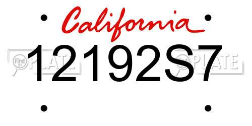 12192S7 California License Plate