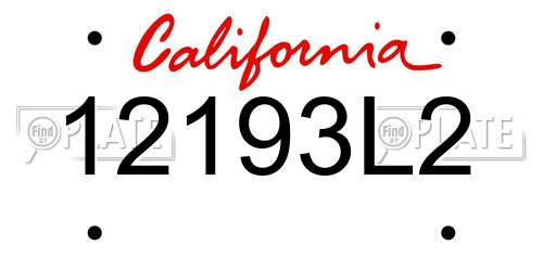 12193L2 California License Plate