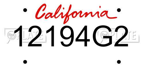 12194G2 California License Plate