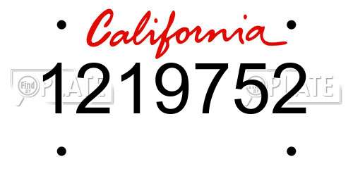 1219752 California License Plate