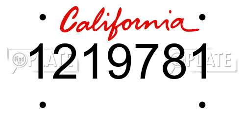 1219781 California License Plate