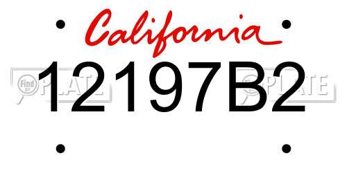 12197B2 California License Plate