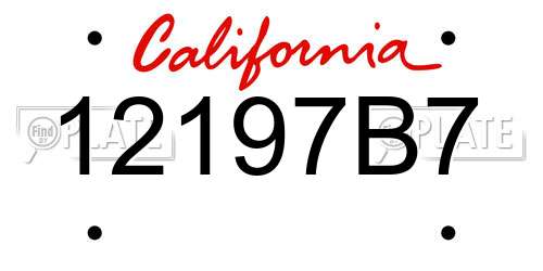 12197B7 California License Plate