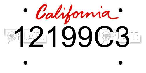 12199C3 California License Plate
