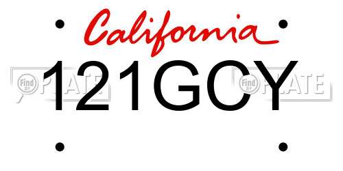 121GCY California License Plate