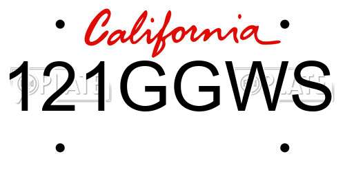 121GGWS California License Plate