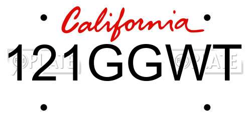 121GGWT California License Plate
