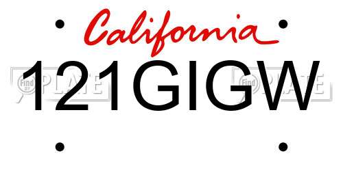 121GIGW California License Plate