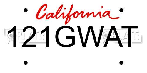 121GWAT California License Plate