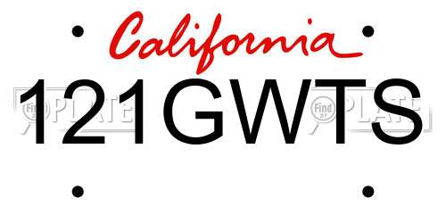 121GWTS California License Plate