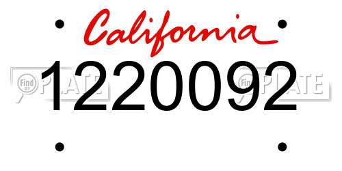 1220092 California License Plate