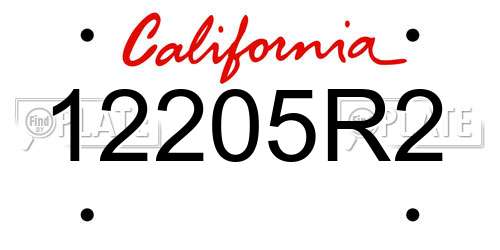 12205R2 California License Plate