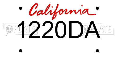 1220DA California License Plate