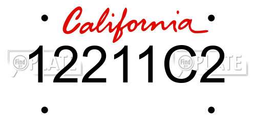 12211C2 California License Plate