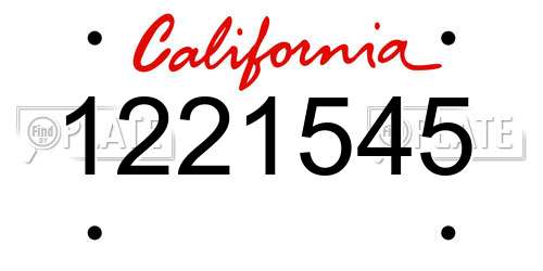 1221545 California License Plate