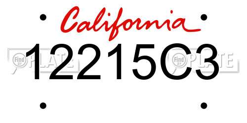 12215C3 California License Plate