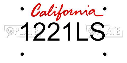 1221LS California License Plate