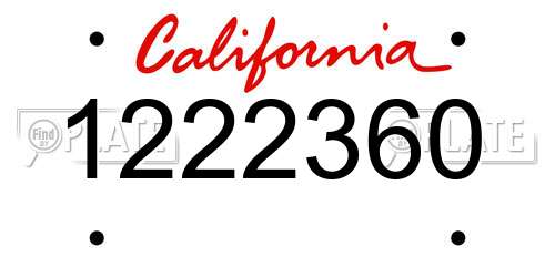 1222360 California License Plate