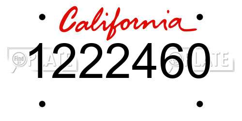 1222460 California License Plate