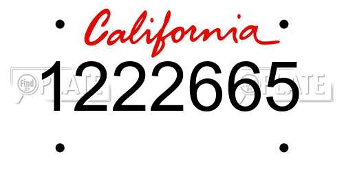 1222665 California License Plate