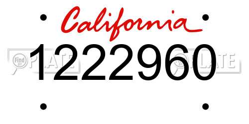 1222960 California License Plate
