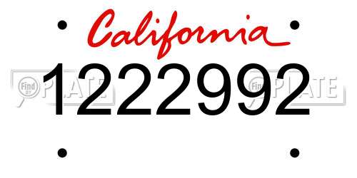 1222992 California License Plate