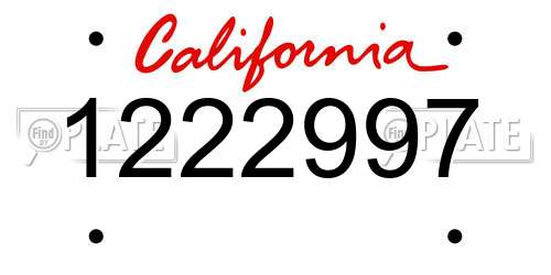 1222997 California License Plate