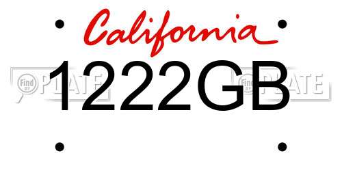1222GB California License Plate