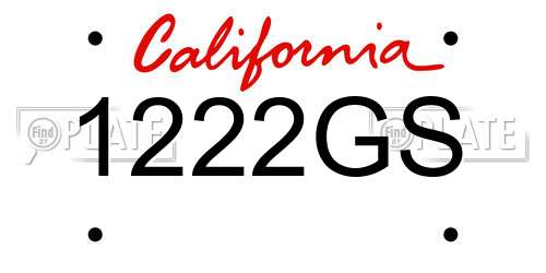 1222GS California License Plate