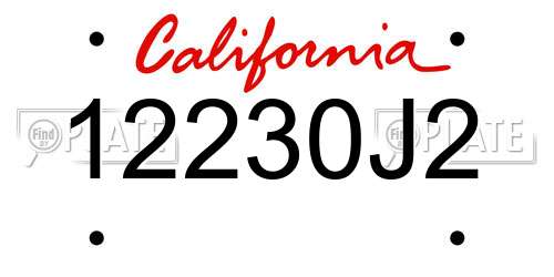 12230J2 California License Plate