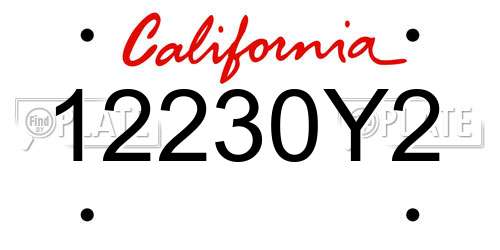 12230Y2 California License Plate