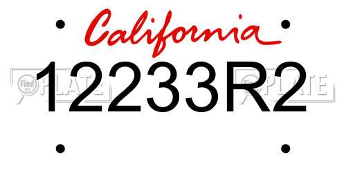 12233R2 California License Plate