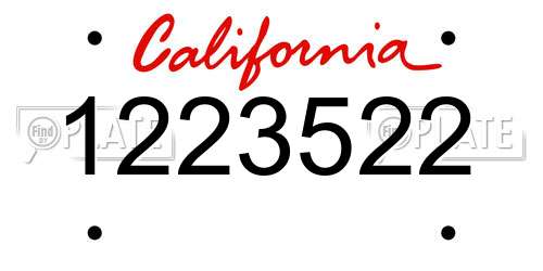 1223522 California License Plate