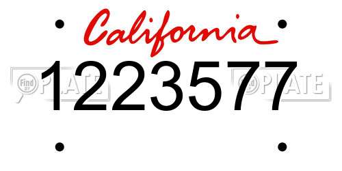 1223577 California License Plate