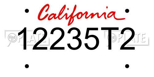 12235T2 California License Plate