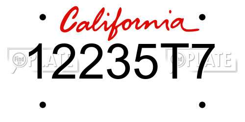 12235T7 California License Plate