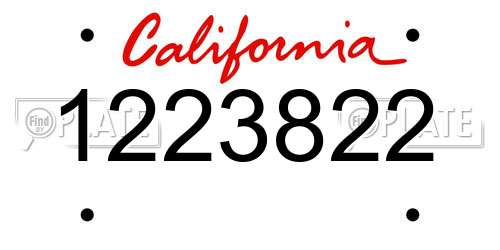 1223822 California License Plate