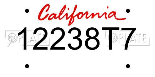 12238T7 California License Plate