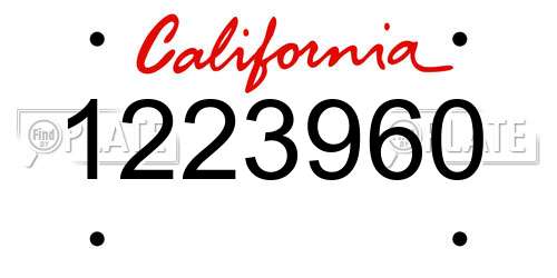 1223960 California License Plate