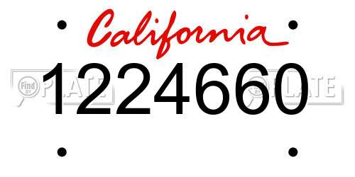 1224660 California License Plate