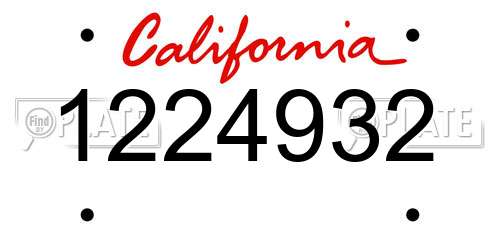 1224932 California License Plate