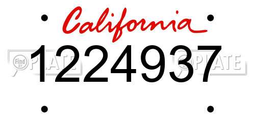 1224937 California License Plate
