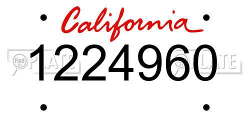 1224960 California License Plate