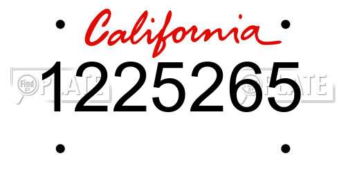 1225265 California License Plate