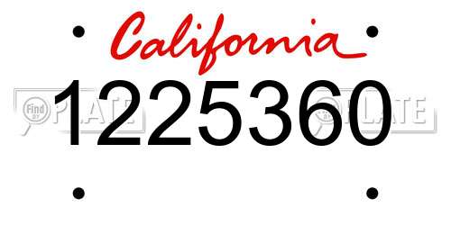 1225360 California License Plate